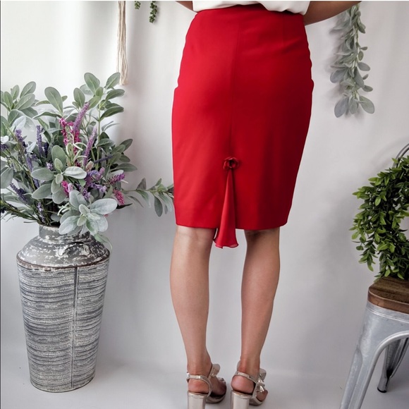 ESCADA Skirt Red Career Wear Flare Ruffle Back 610 - Picture 3 of 8